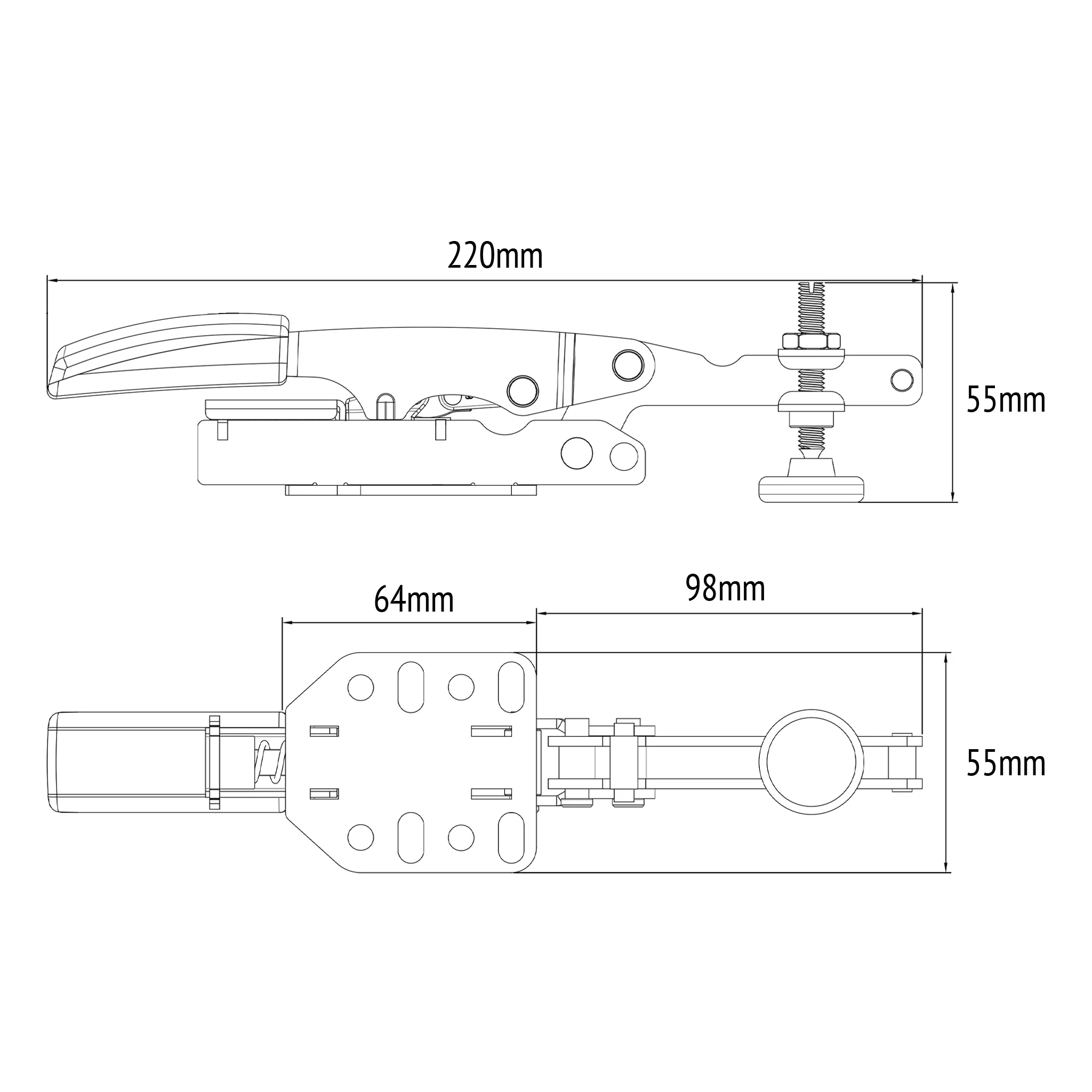 Horizontal Toggle Clamp - 40mm with T Track Plate - Image 9